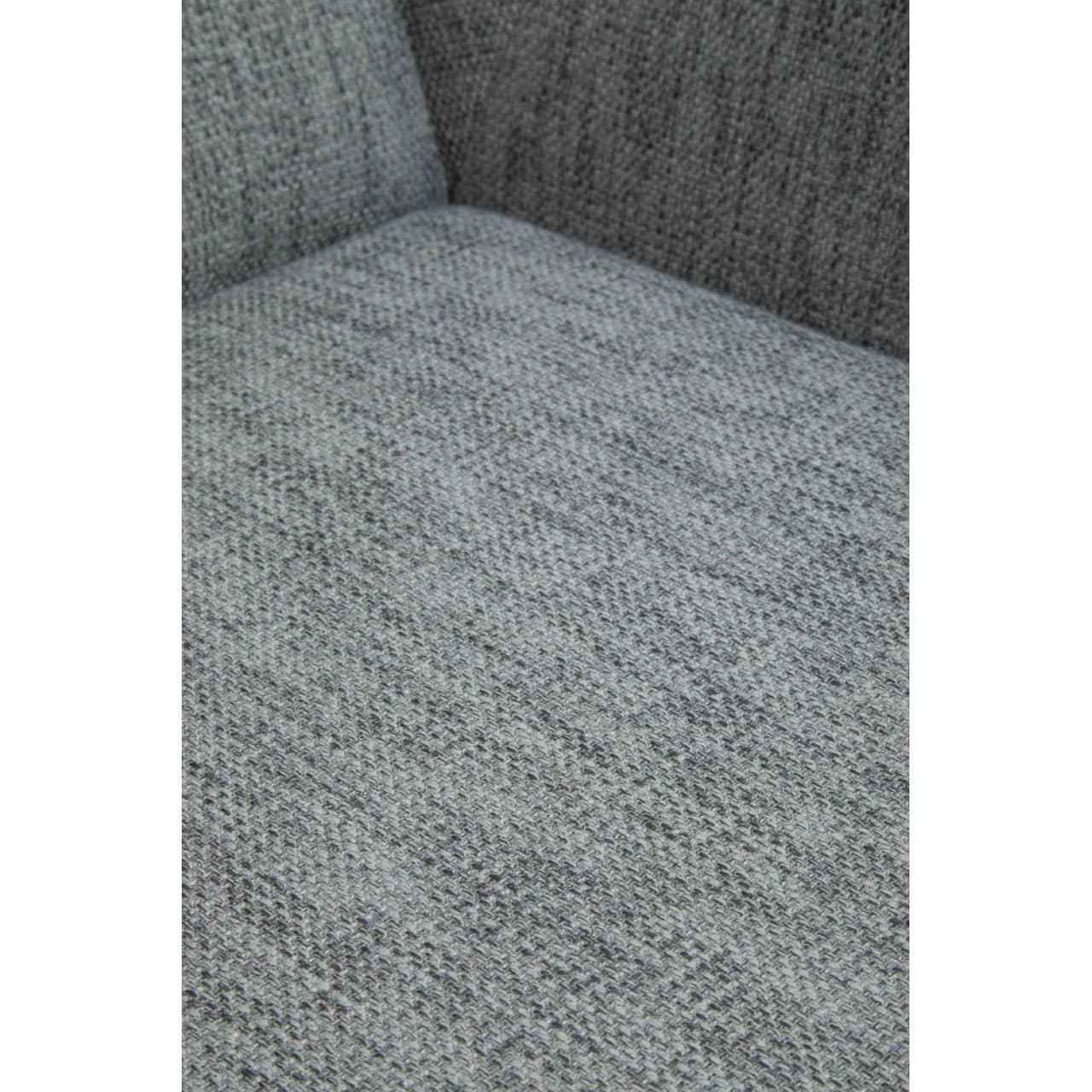 Close view of grey fabric sofa seat cushion and backrest upholstery texture