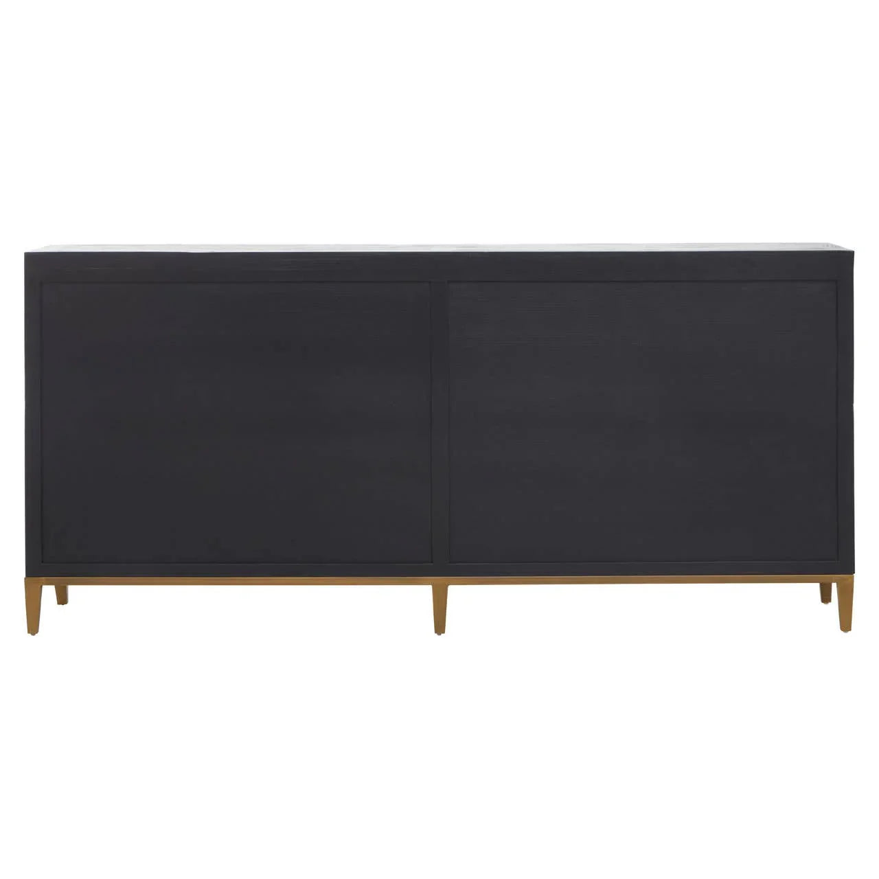 Midas Black Elm Wood Sideboard with Antique Brass Iron Base