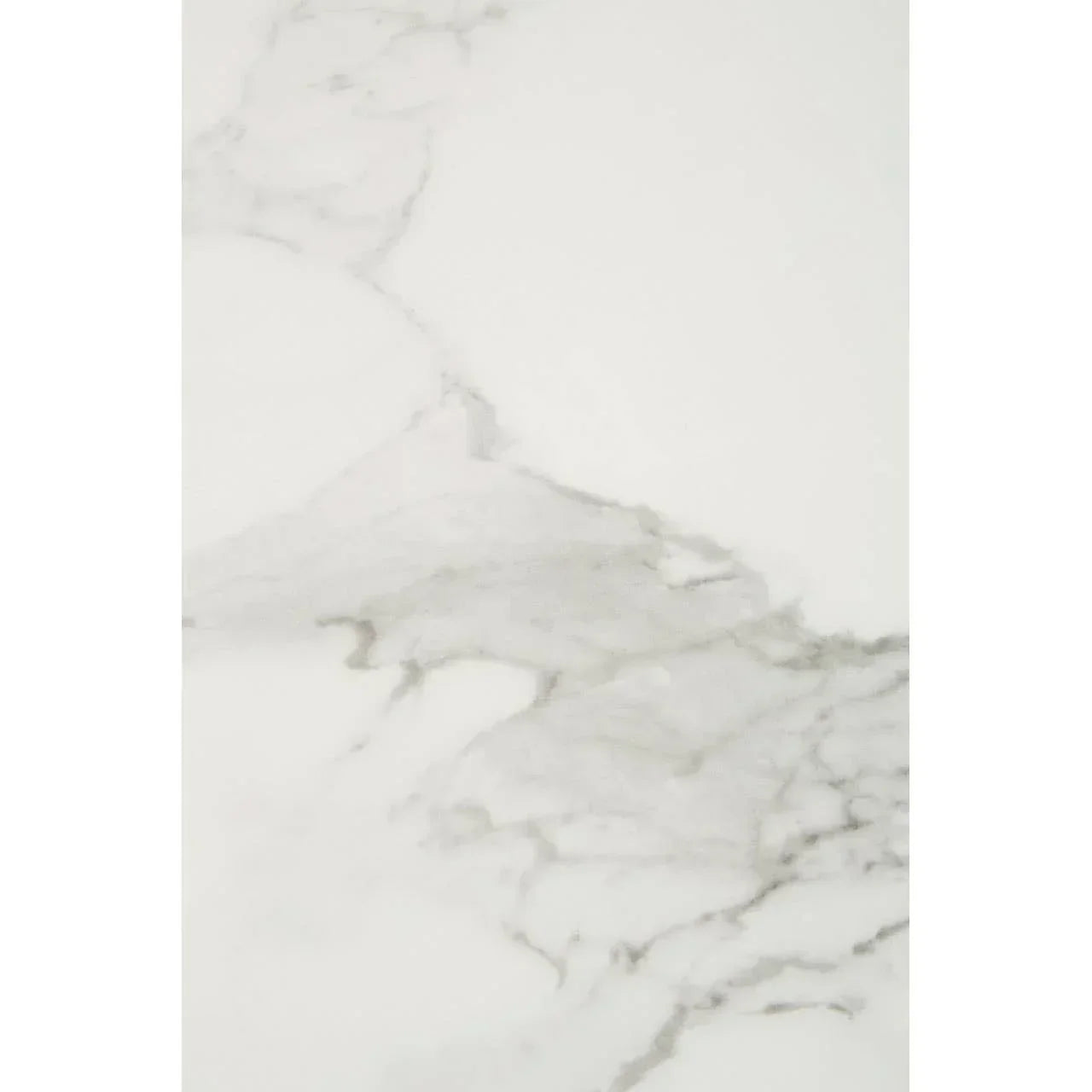 White marble tabletop with subtle grey veining, smooth polished surface