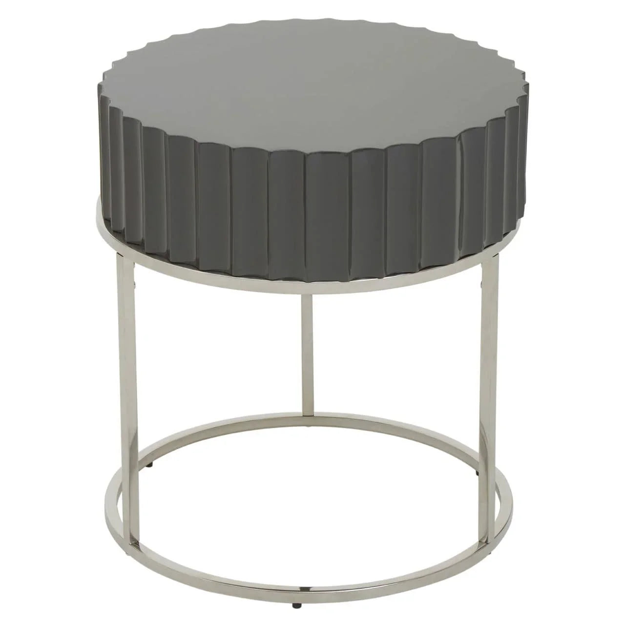 Grey Gloss Round End Table