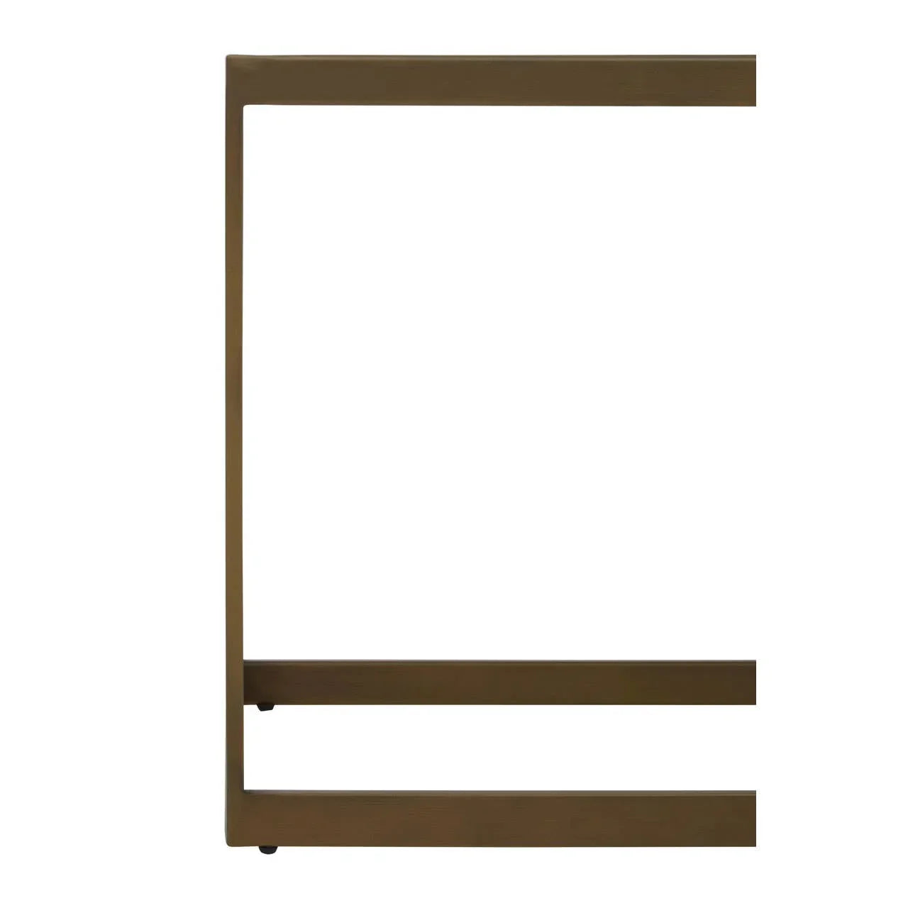 Brown metal bed frame side rail with clean straight edges