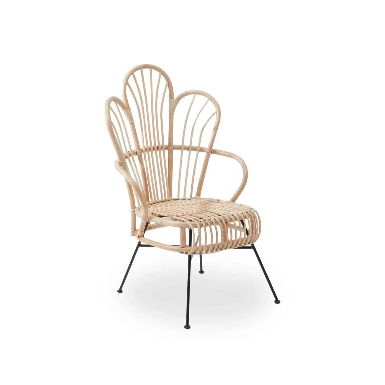 Scalloped Rattan Metal Back Chair