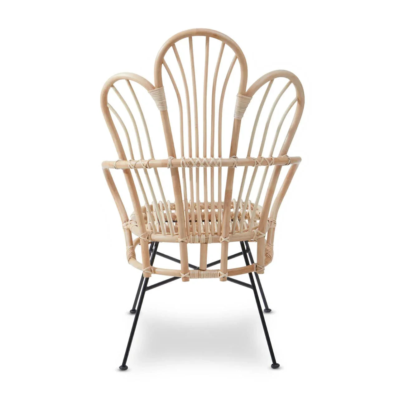 Scalloped Rattan Metal Back Chair