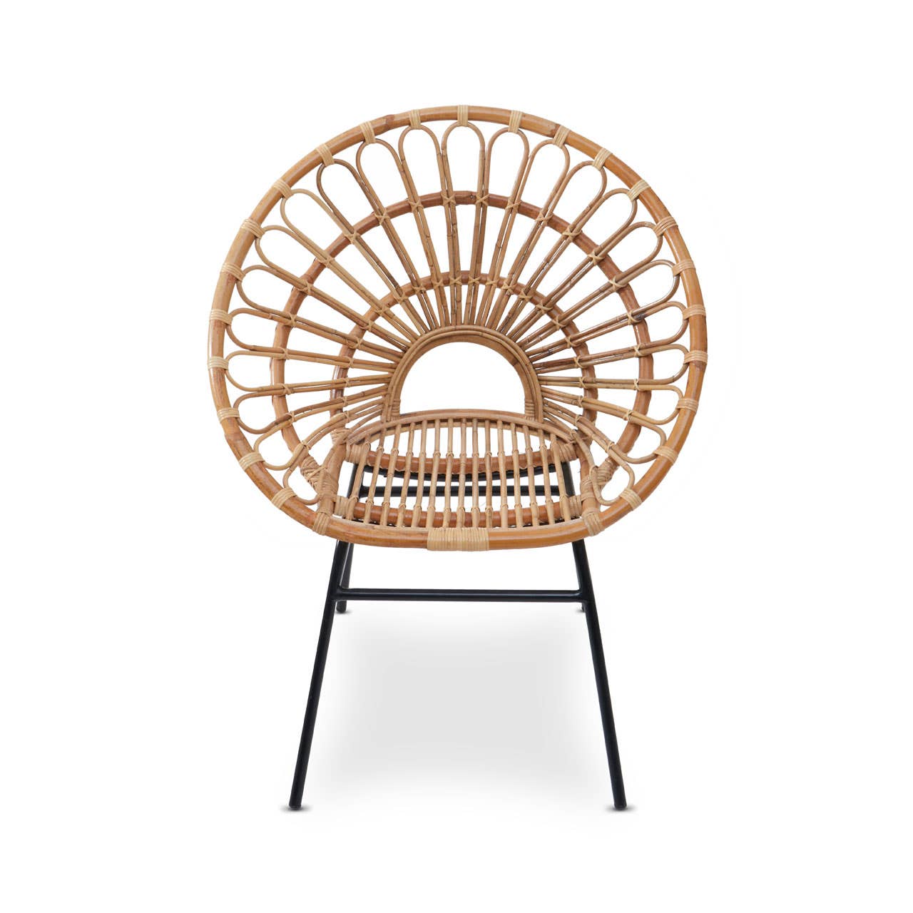 Retro Flared Rattan Accent Chair