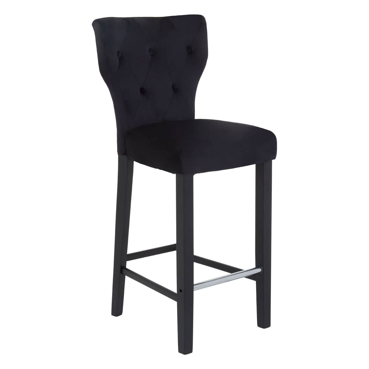 Sleek Black Upholstered Barstool