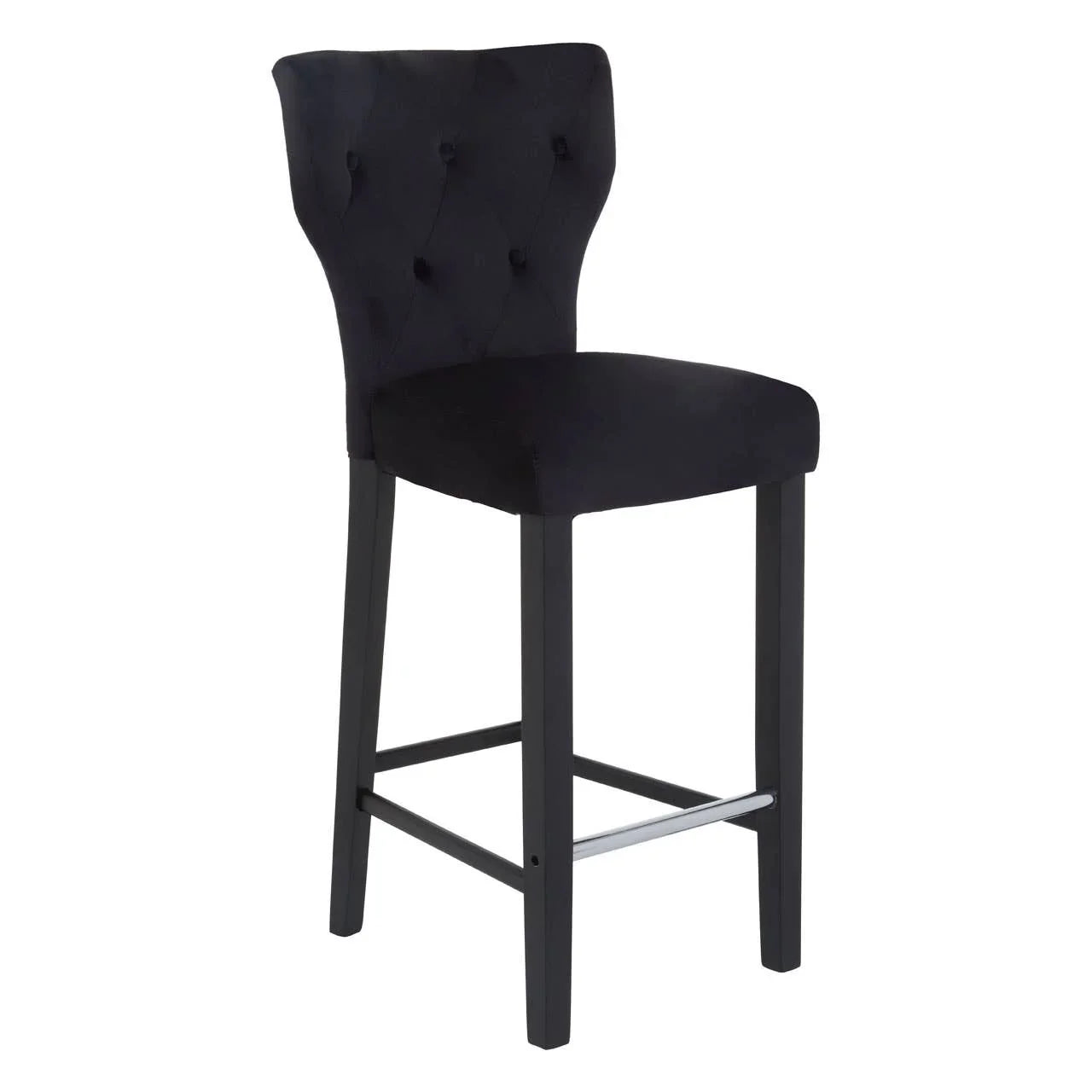 Sleek Black Upholstered Barstool