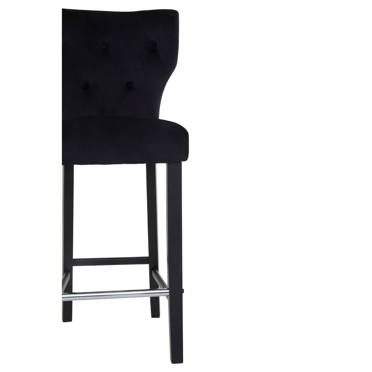 Sleek Black Upholstered Barstool