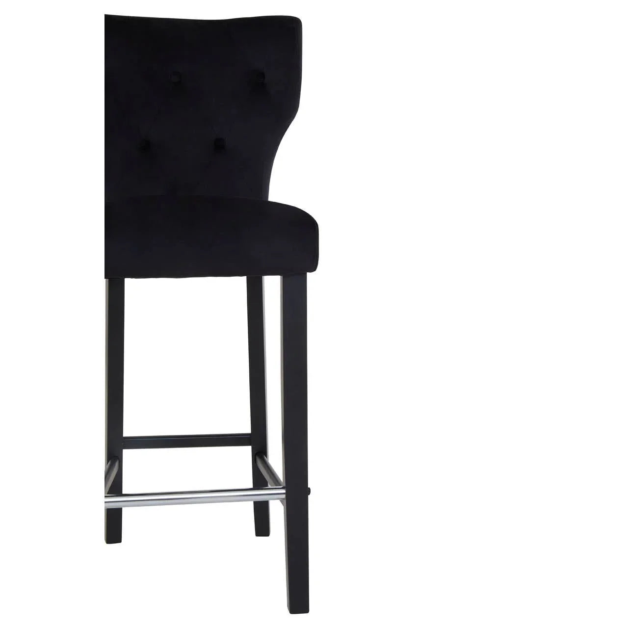Sleek Black Upholstered Barstool