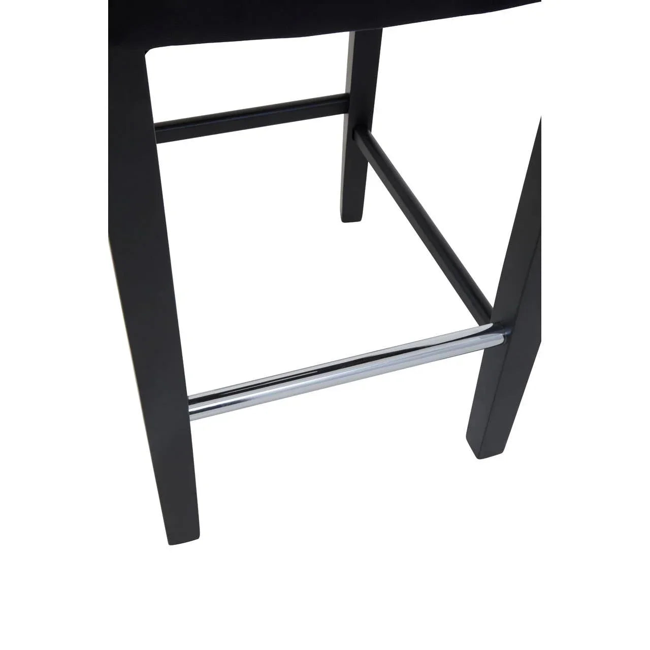 Black bar stool legs with chrome footrest and angled wooden frame