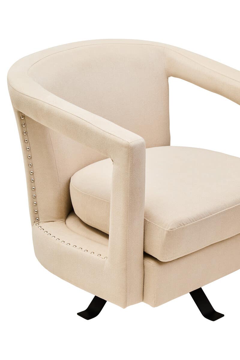 Luxe Beige Velvet Swivel Chair
