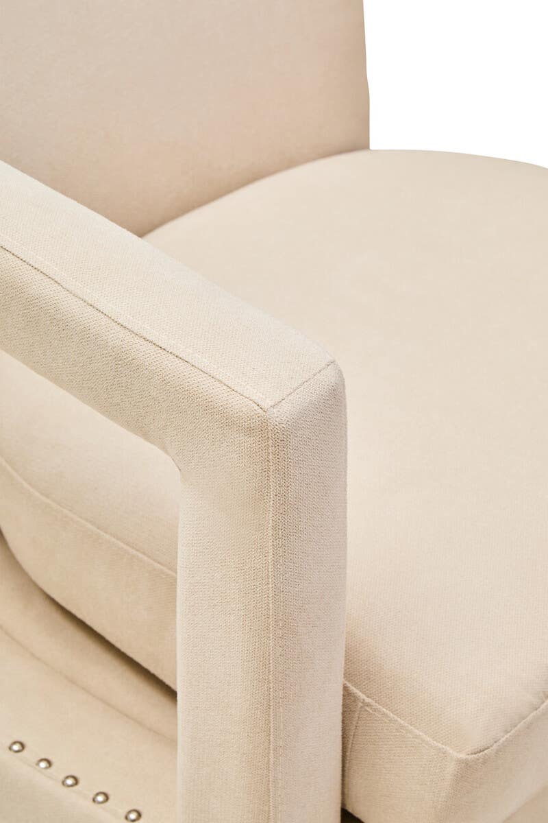 Luxe Beige Velvet Swivel Chair