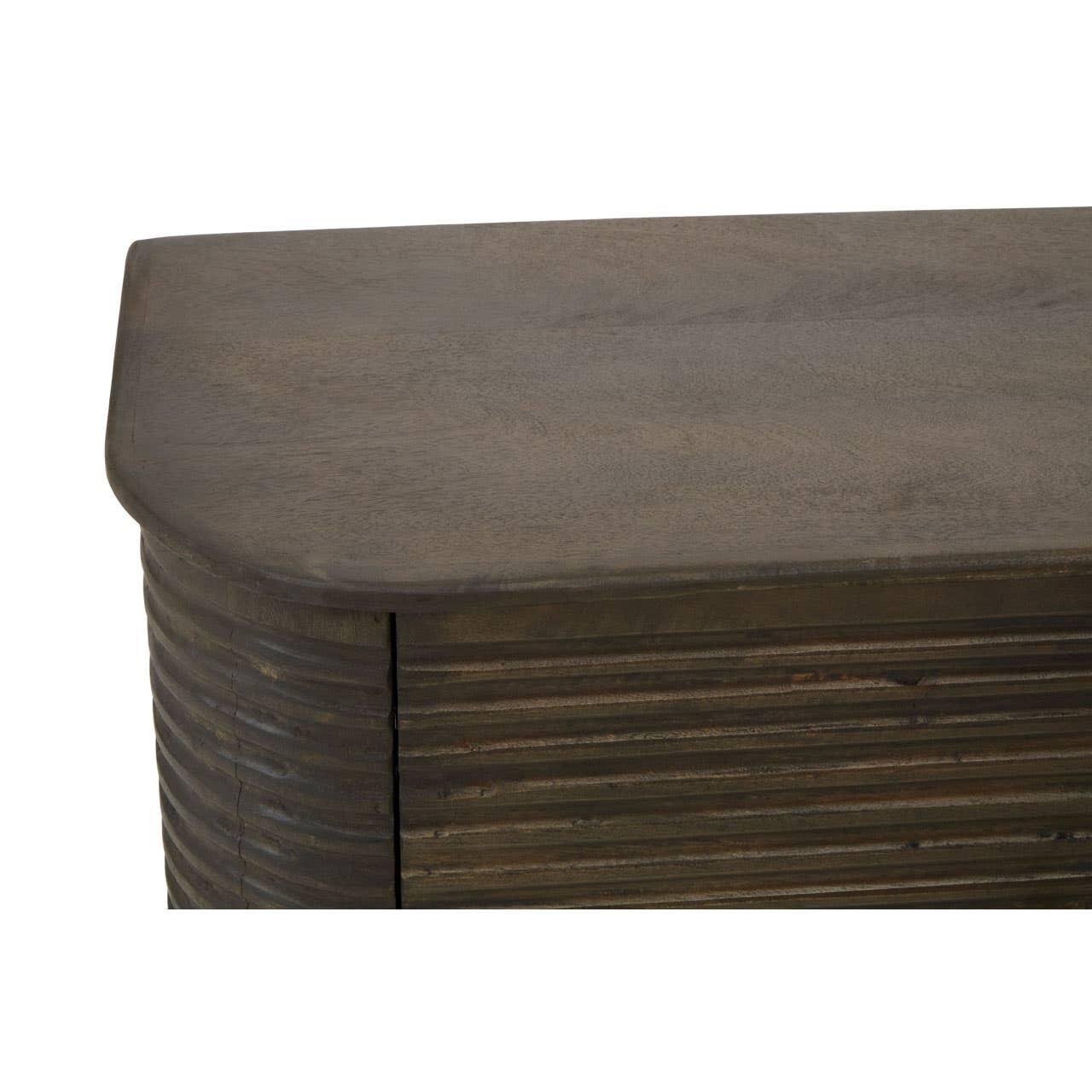 Rustic Mango Wood Sideboard with Fluted Detail and Brass Base