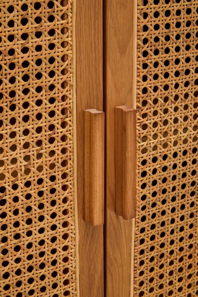 Lyon 4 Door Natural Rattan And Oak Sideboard - Elegant Storage Solution