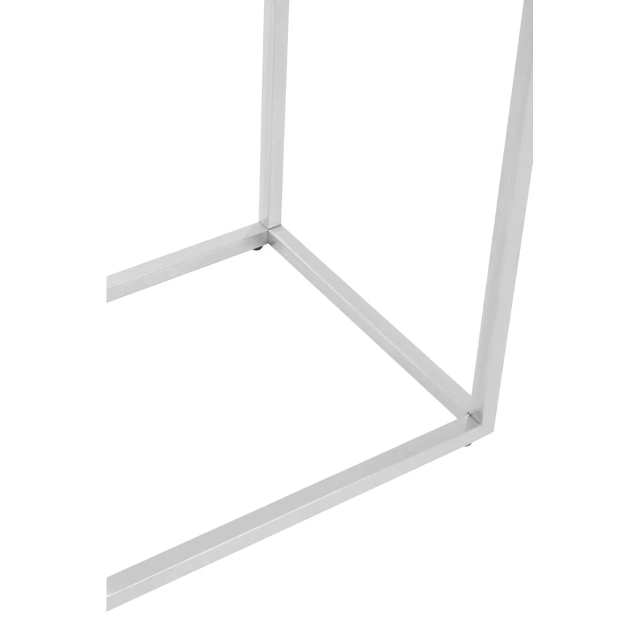 White metal table frame with square base detail