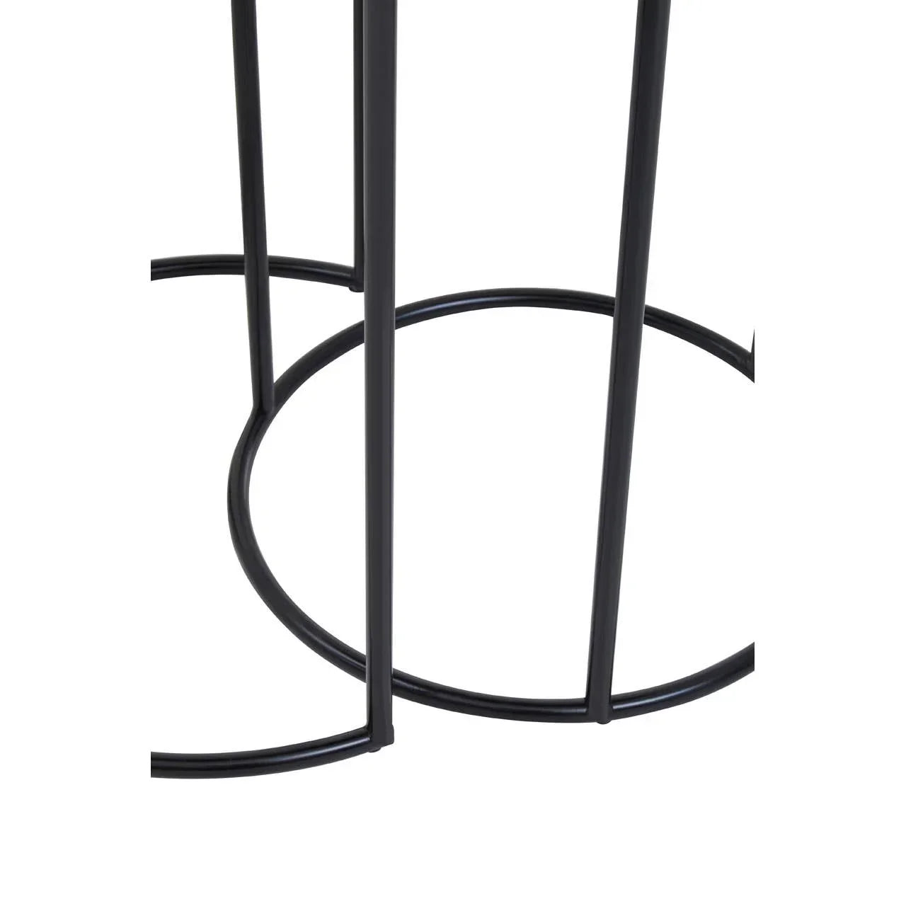 Black metal side table base with round frame and vertical supports