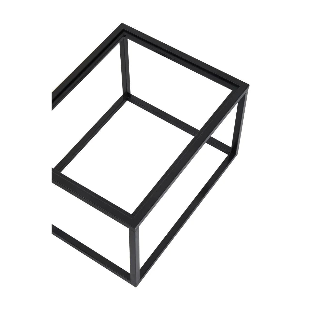 Black metal coffee table frame with clean lines and open rectangular design
