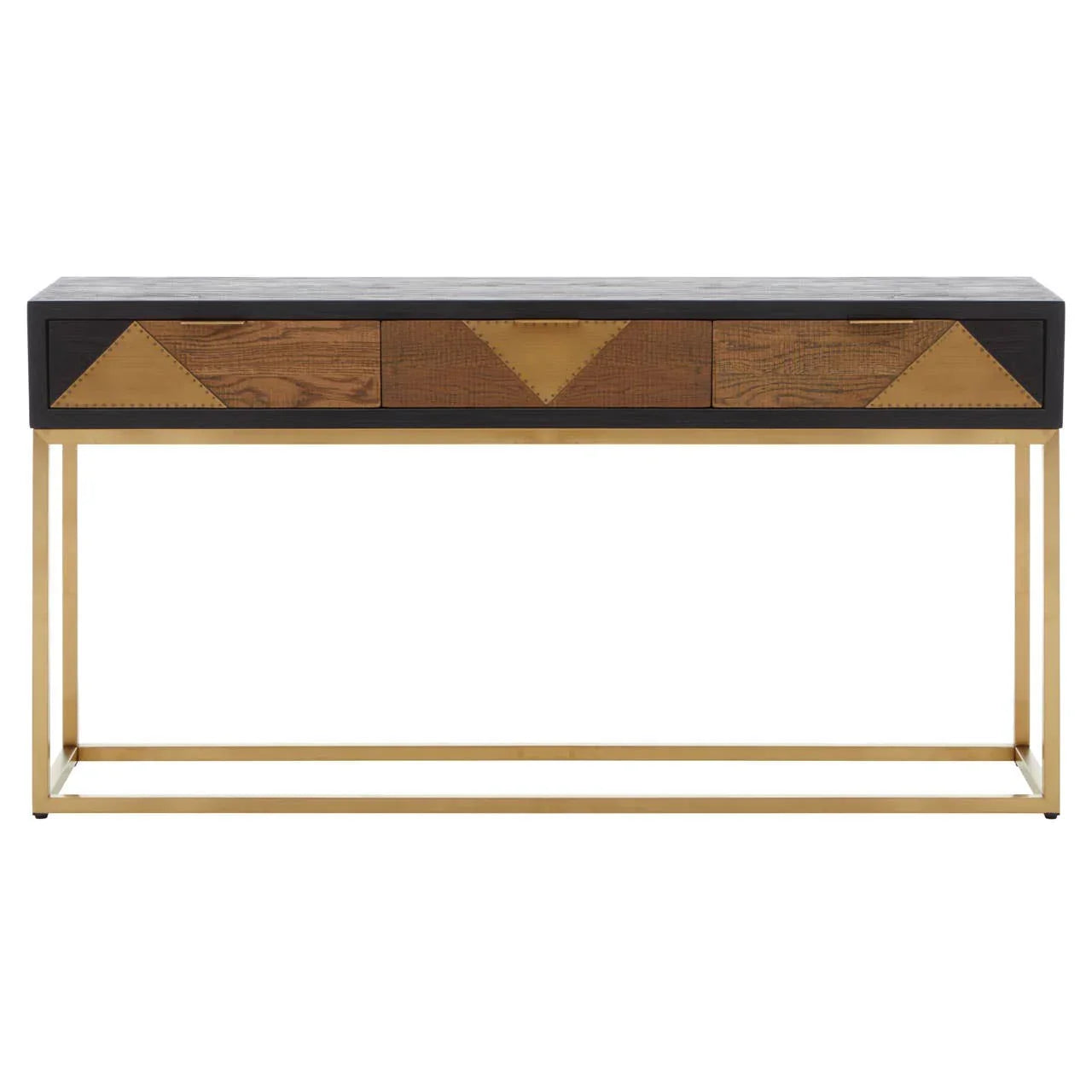 Luxury Oak Brass Console