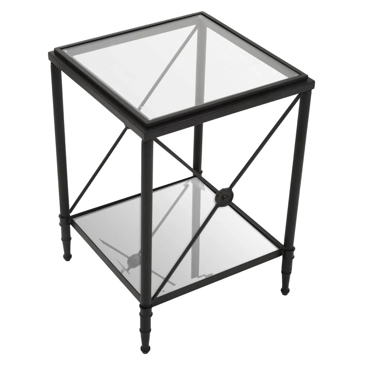 Square Black Glass Side Table