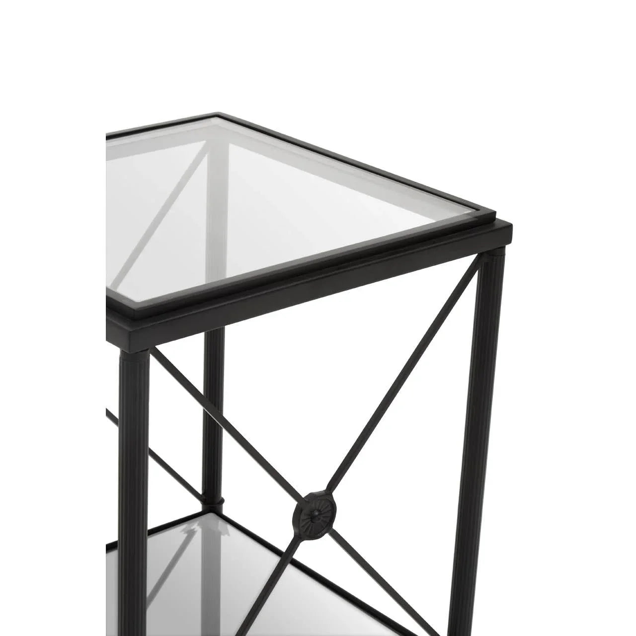 Square Black Glass Side Table