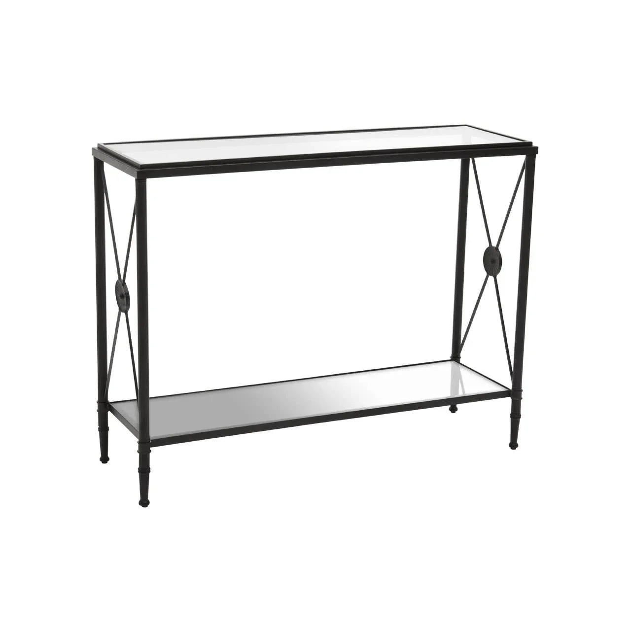 **Modern Black Metal Glass Table**