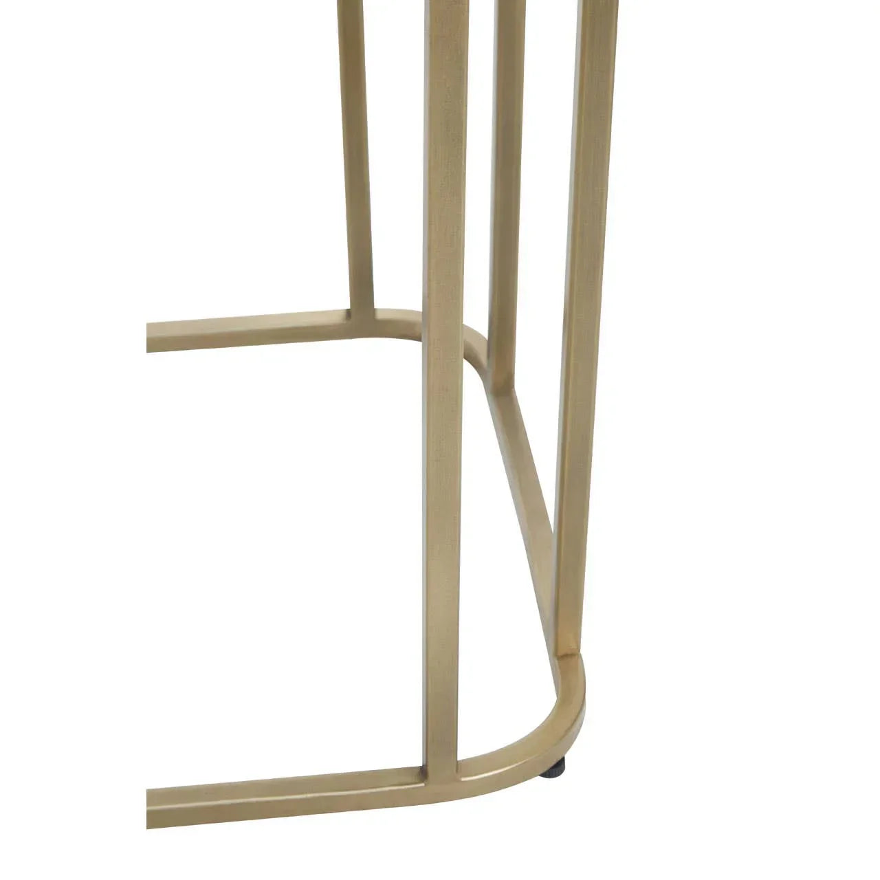 Gold metal table legs with curved corner and modern geometric frame design
