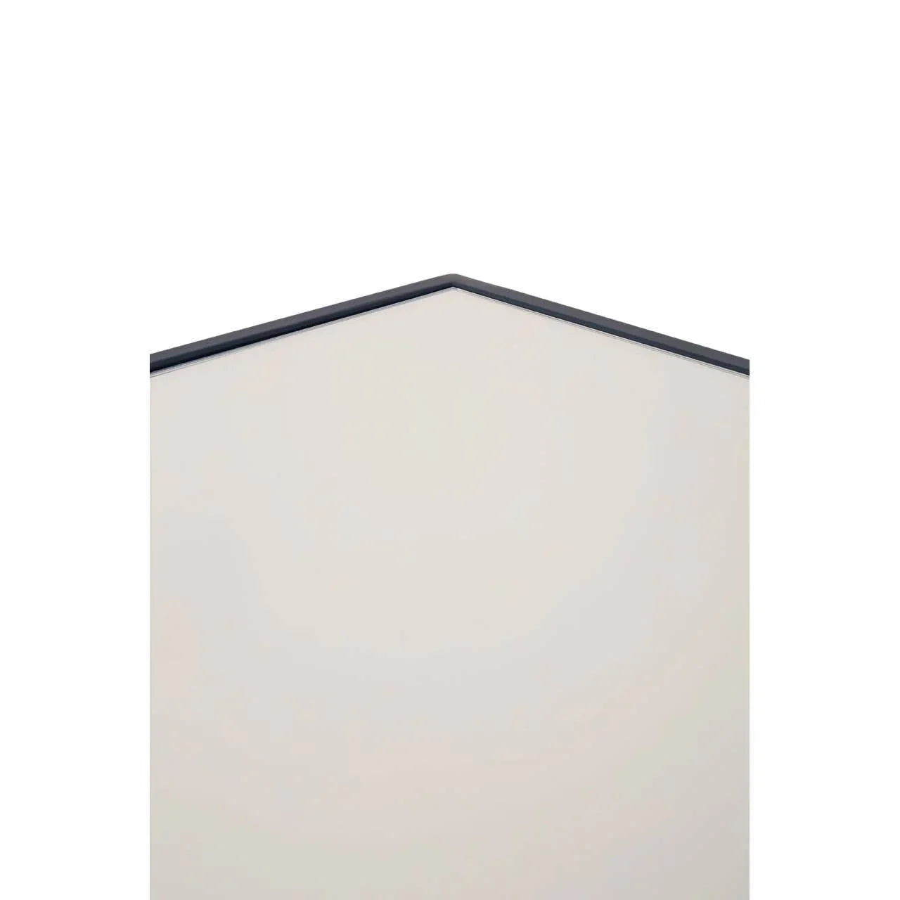 White panel with black metal edge forming a peaked geometric shape
