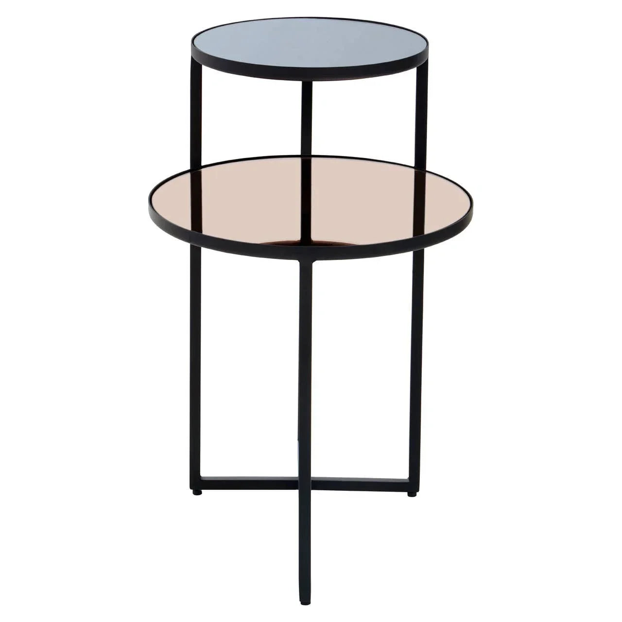 Circular Smoked Mirror Side Table