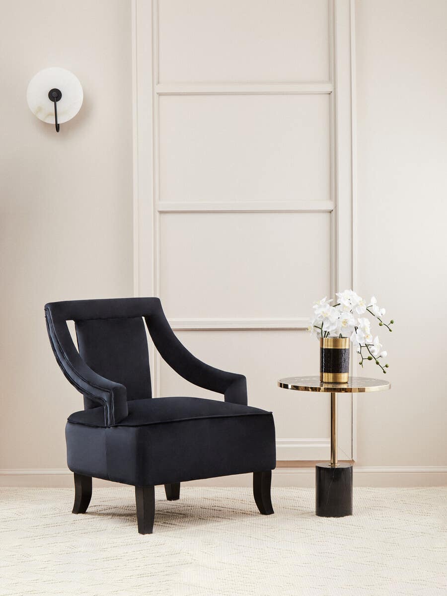 Luxe Black Velvet Accent Chair