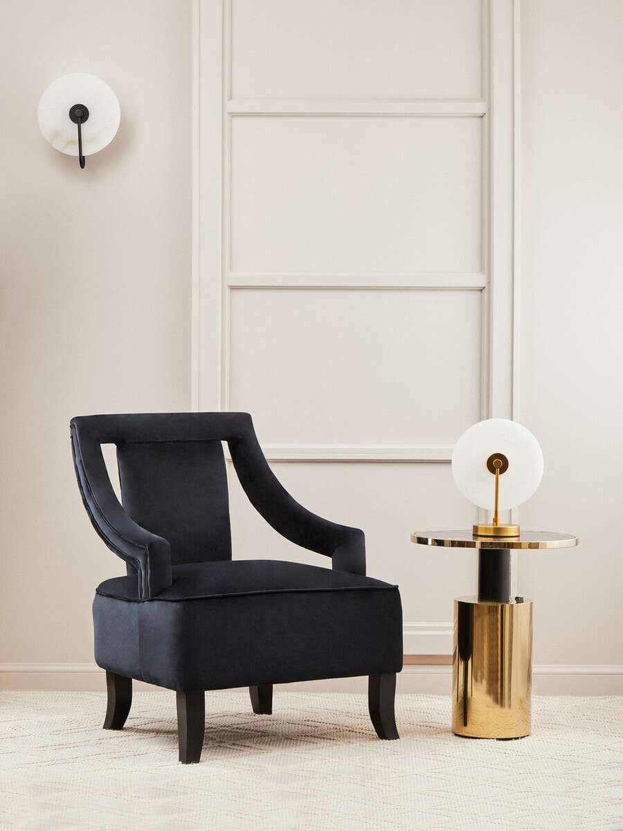 Luxe Black Velvet Accent Chair