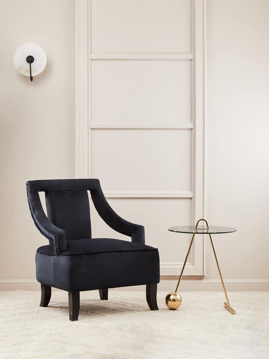 Luxe Black Velvet Accent Chair