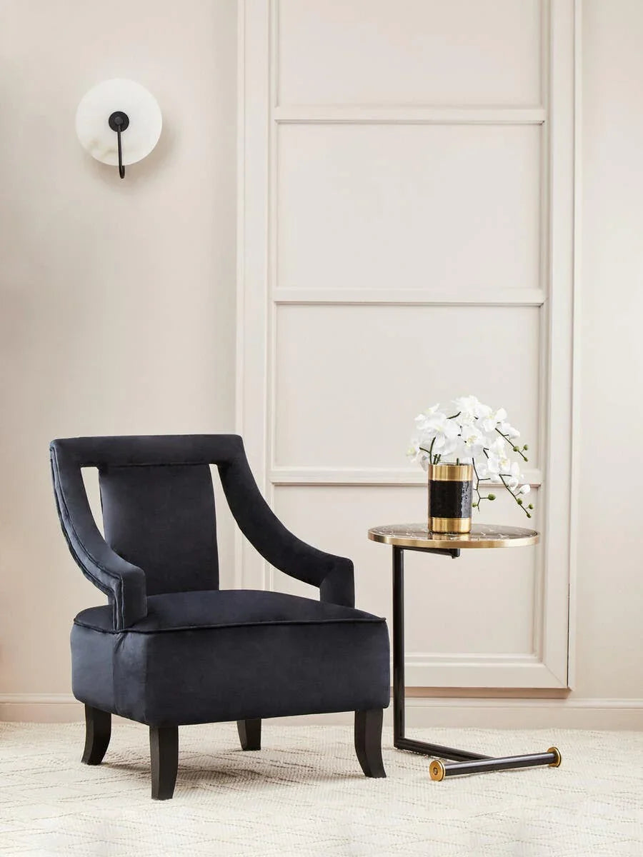 Luxe Black Velvet Accent Chair
