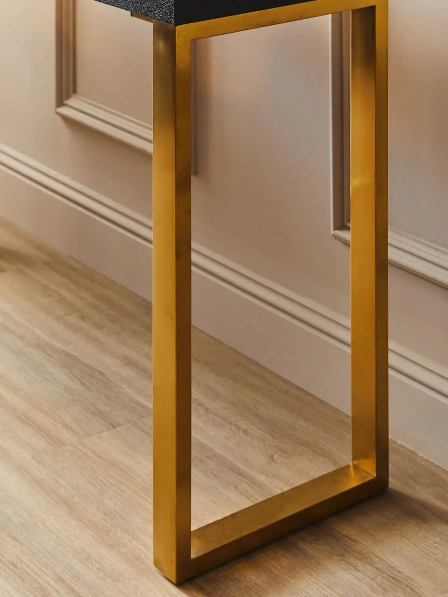 Gold Leg Shagreen Console Tables