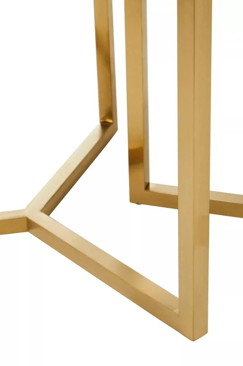 Gold metal table legs with a geometric frame design