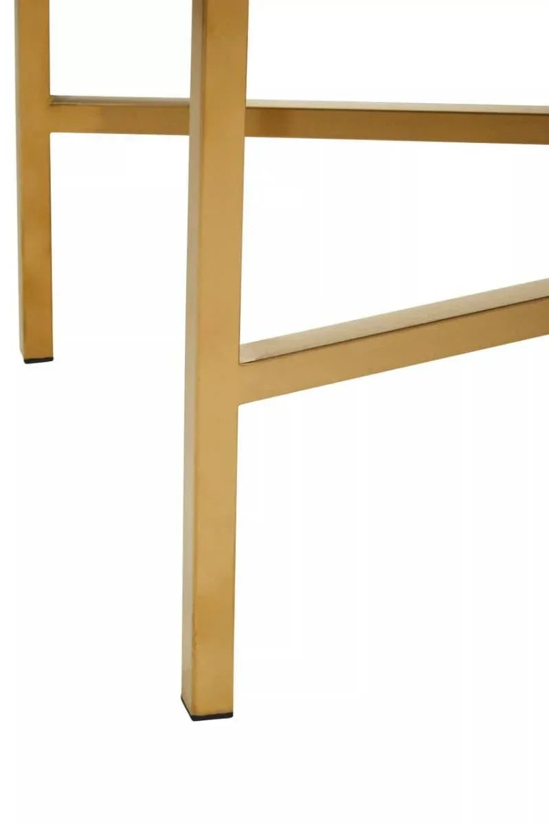 Gold metal table legs with modern square design and crossbar detail
