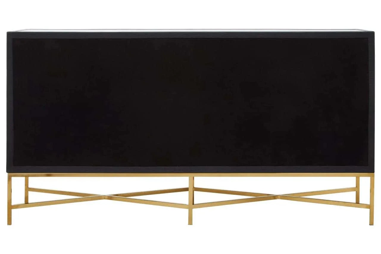 Luxury Grey Shagreen Sideboard with Gold Accents