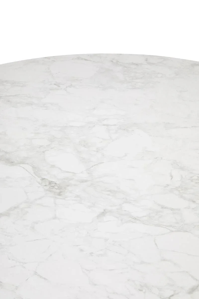 White marble tabletop with natural grey veining, close-up view of stone surface
