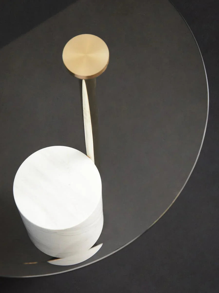 Gilded Marble Glass Side Table