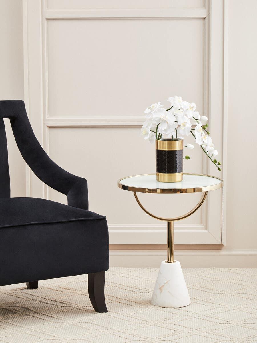 Luxe Glass Marble Side Table