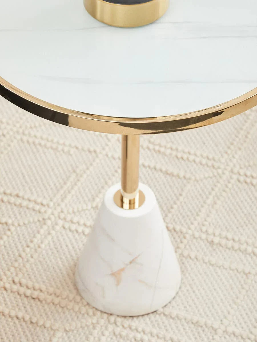 Luxe Glass Marble Side Table