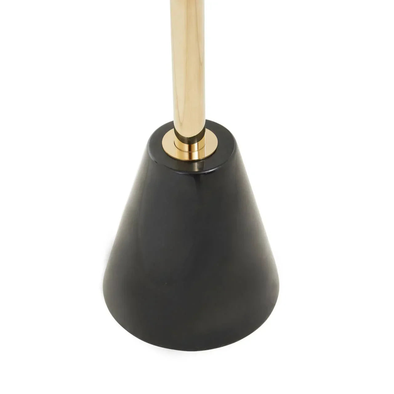 Black cone lamp base with gold metal pole, modern lighting design detail