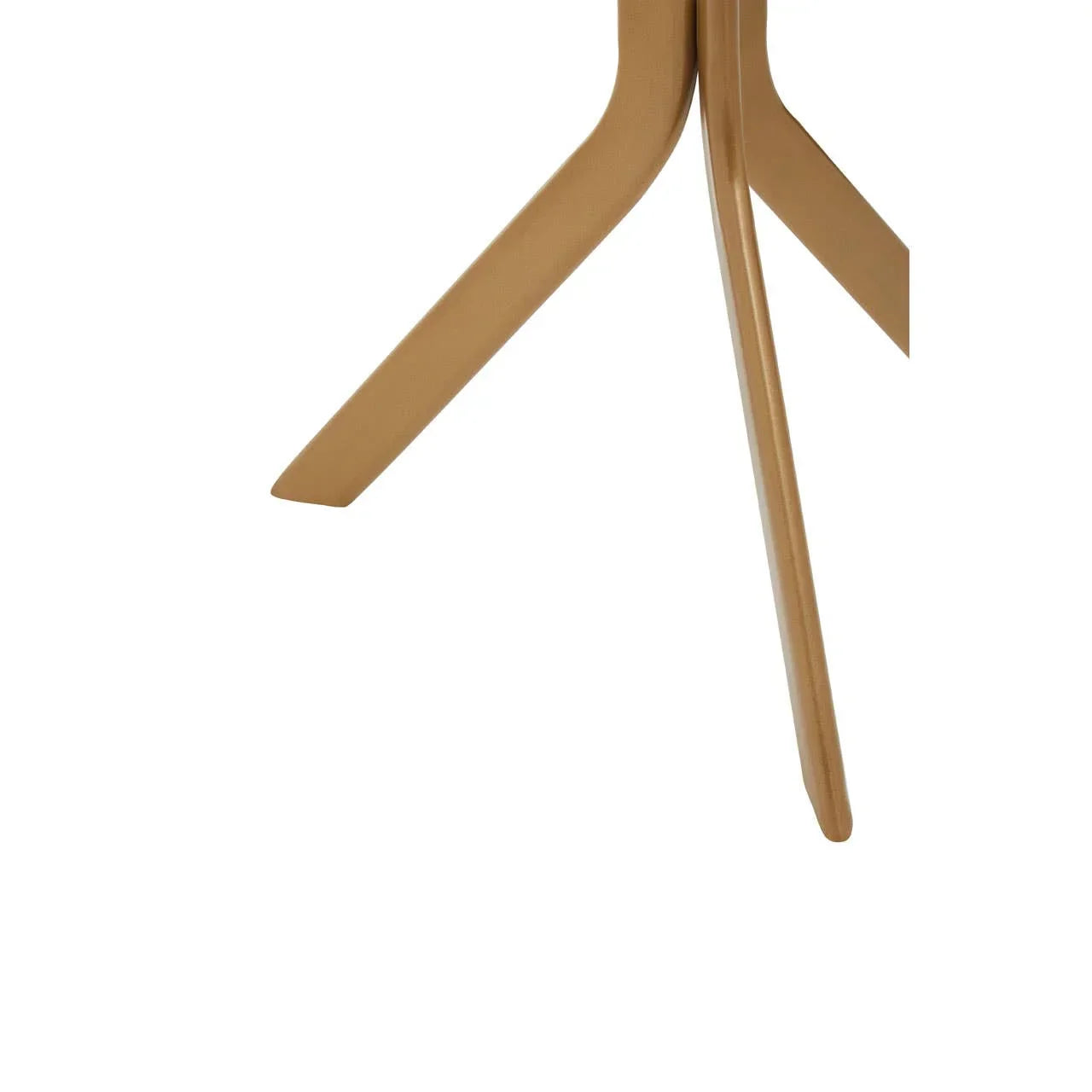 Close up of wooden table legs with angled modern design