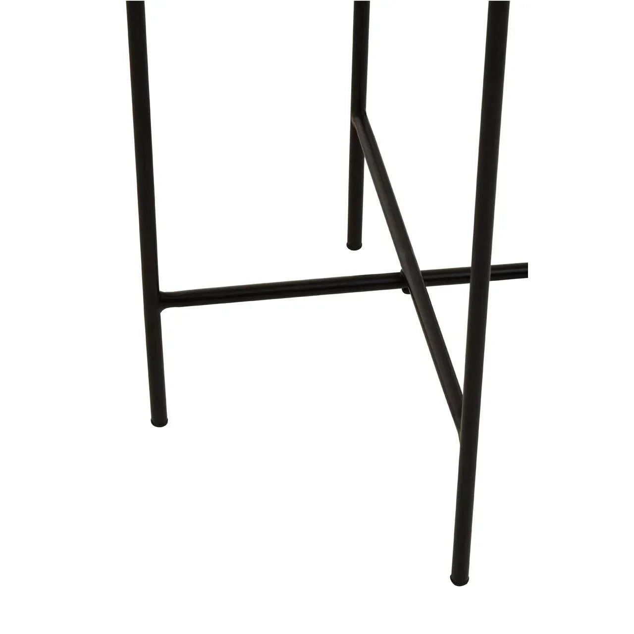 Black metal table legs with crossbar detail on white background