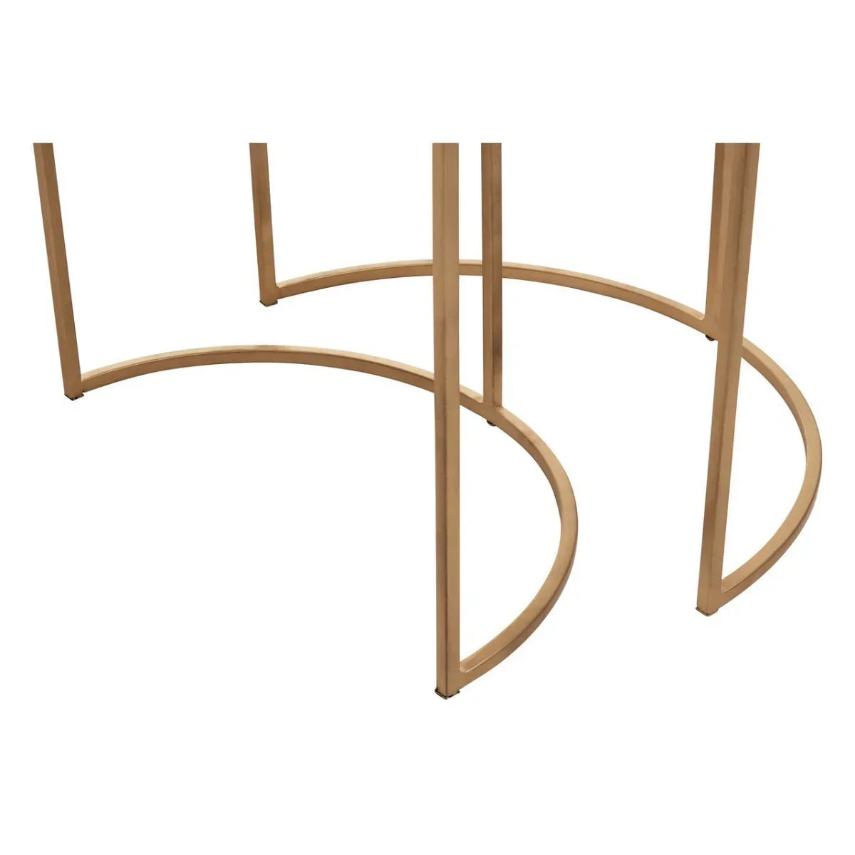 Gold metal table legs with modern curved base design