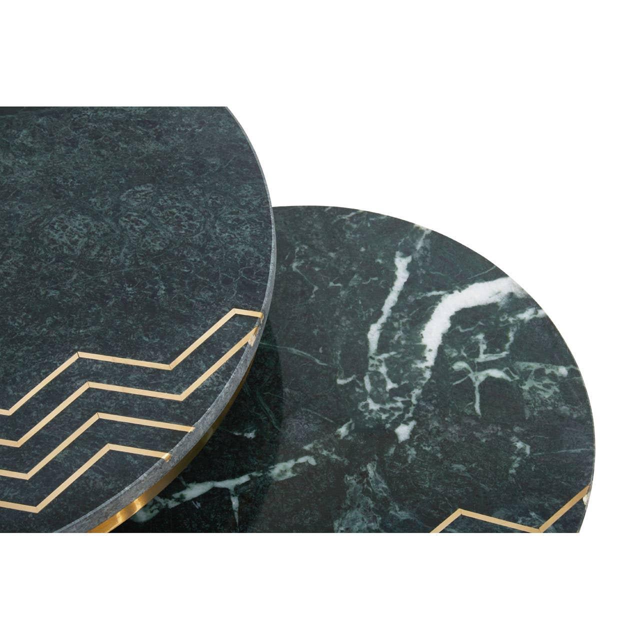 Green Marble Side Tables Set