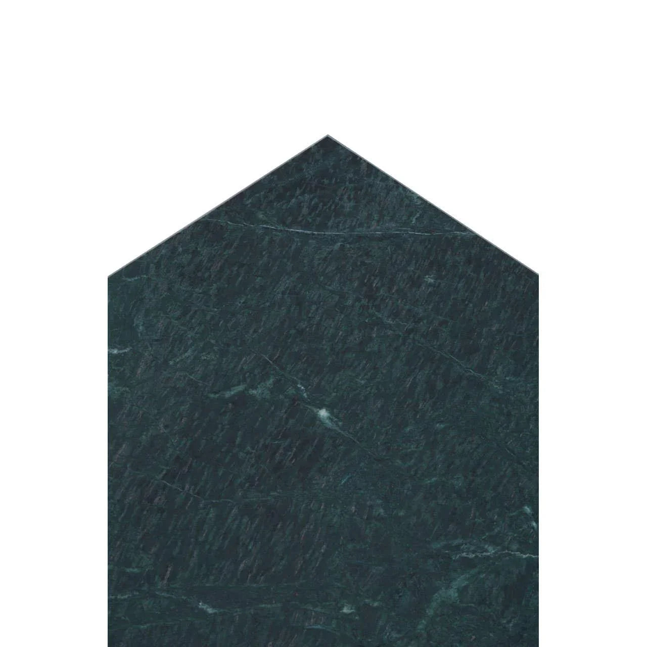 Green marble hexagon tile with subtle natural veining and polished surface