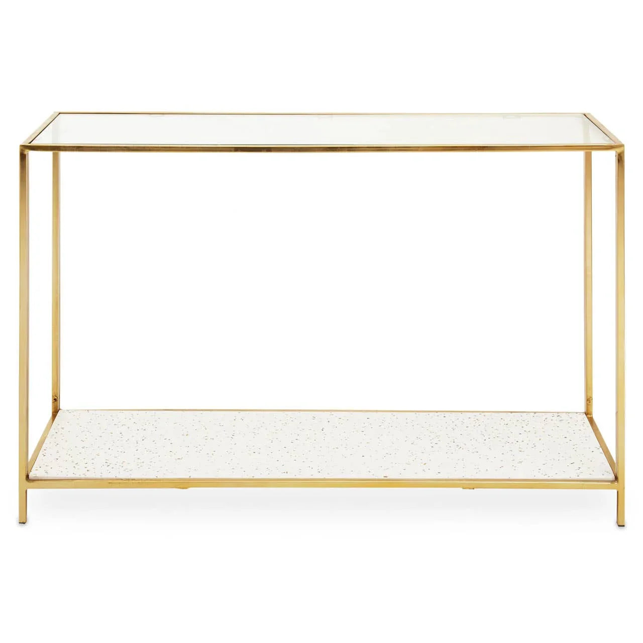 Golden Terrazzo Glass Console Table