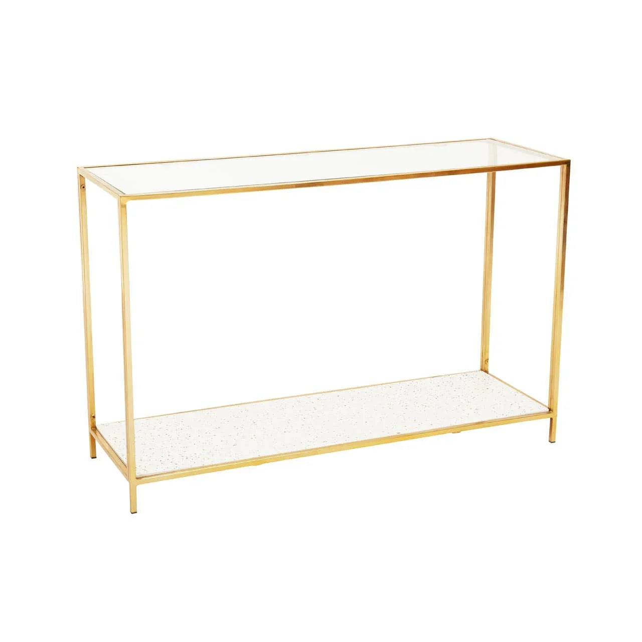 Golden Terrazzo Glass Console Table
