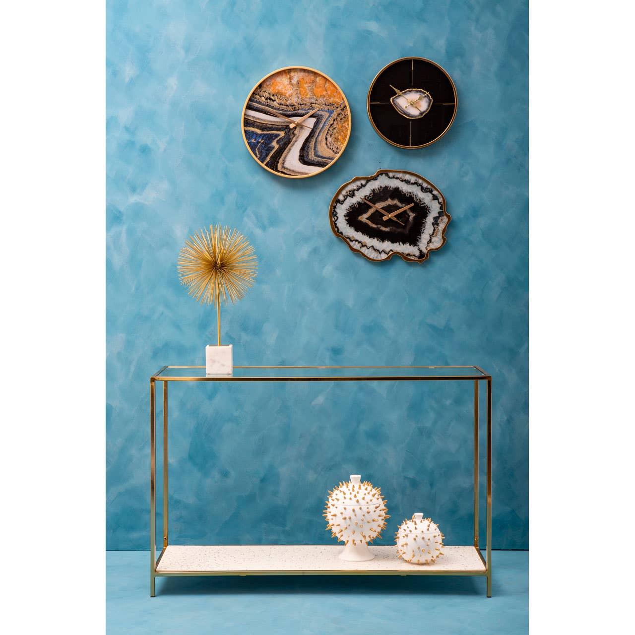 Golden Terrazzo Glass Console Table