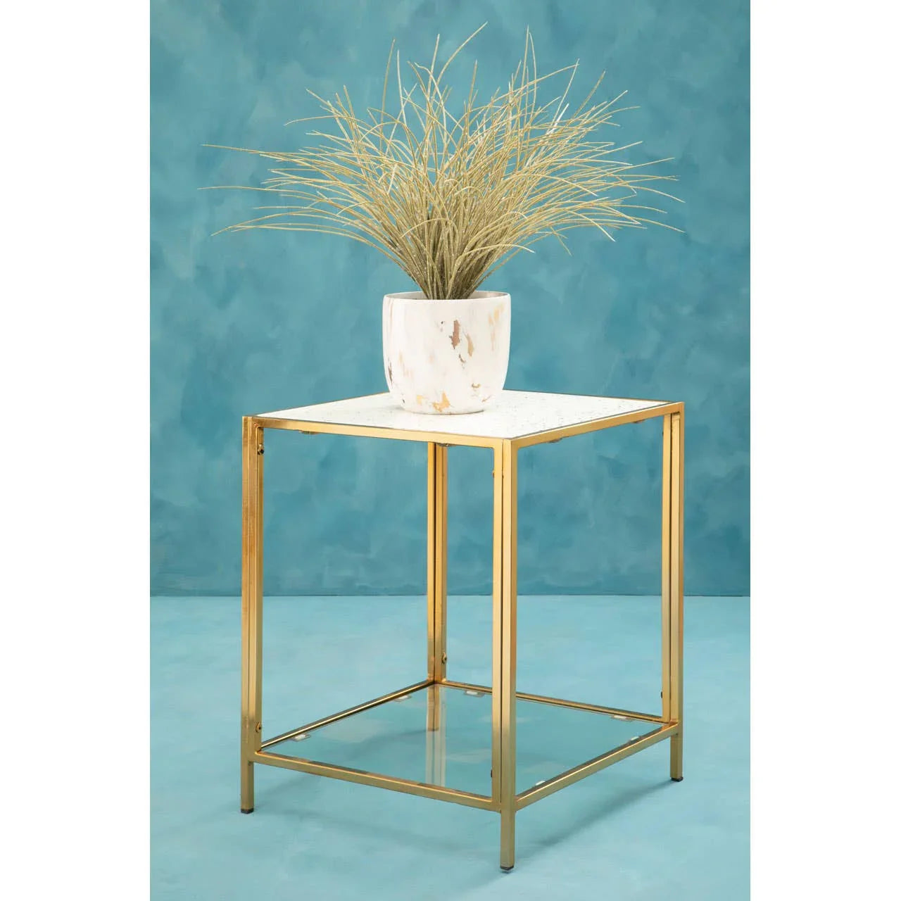Gold Frame Glass Side Table