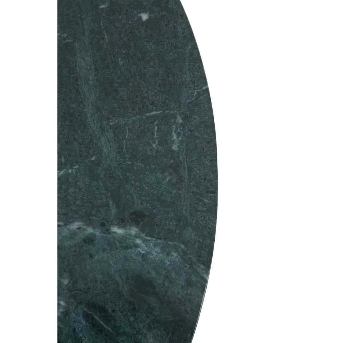 Close-up of dark green marble tabletop surface with natural veining detail